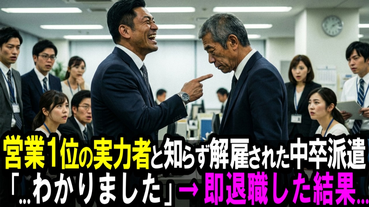【スカッと】営業１位の実力者と知らず解雇された中卒派遣。直後、3000億の契約解除で部長が顔面蒼白に。【シニア】