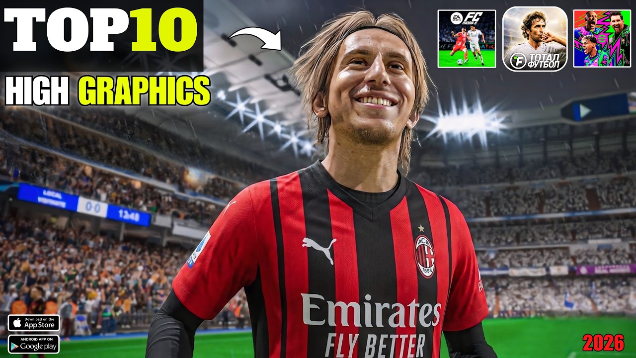 ТОП-10 ФУТБОЛЬНЫХ ИГР С ВЫСОКОЙ ГРАФИКОЙ 2026 ГОДА 😳🔥 (PS5 НА МОБИЛЬНЫХ УСТРОЙСТВАХ!)