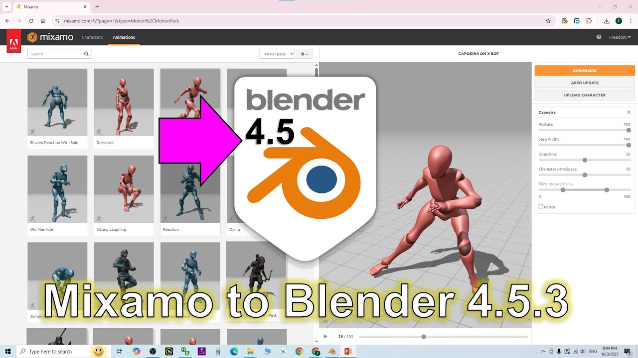 Mixamo to Blender 4.5.3 Compatibility Test - Success! #mixamo #blender #tutorial #motion
