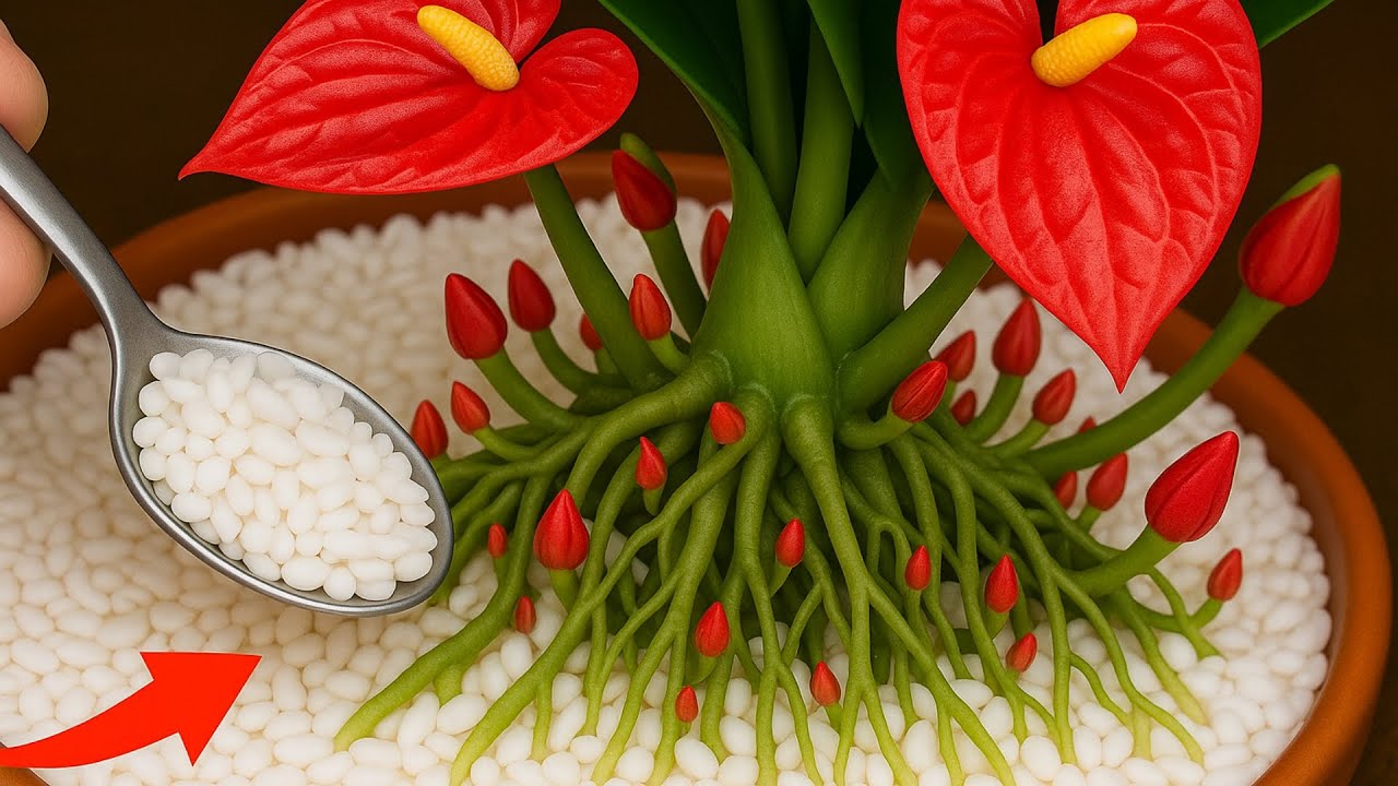 Just Sprinkle on Top! The Anthurium Will Suddenly Bloom Like Crazy
