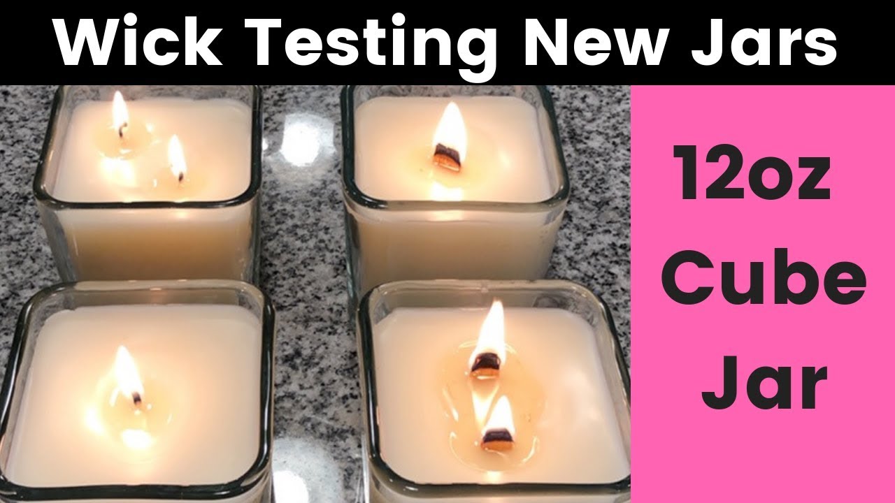How to find the right wicks for your candle jars. 12oz cube jar test in soy and parasoy