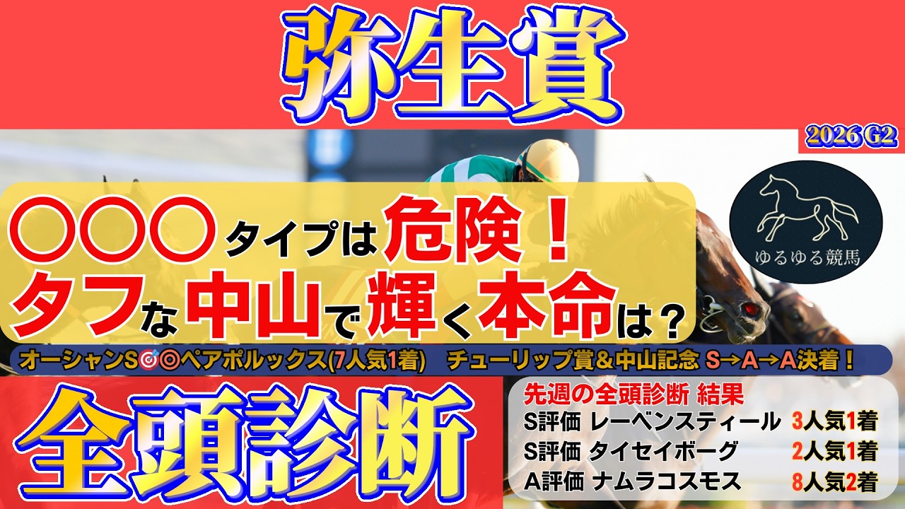 【弥生賞2026 全頭診断】○○○タイプは危険！中山2000mで狙うべき本命候補を公開！