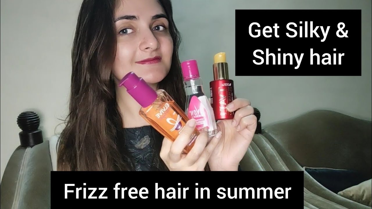 get frizz free hair in summer||silky hair at home || hair serum review by moqadas haider