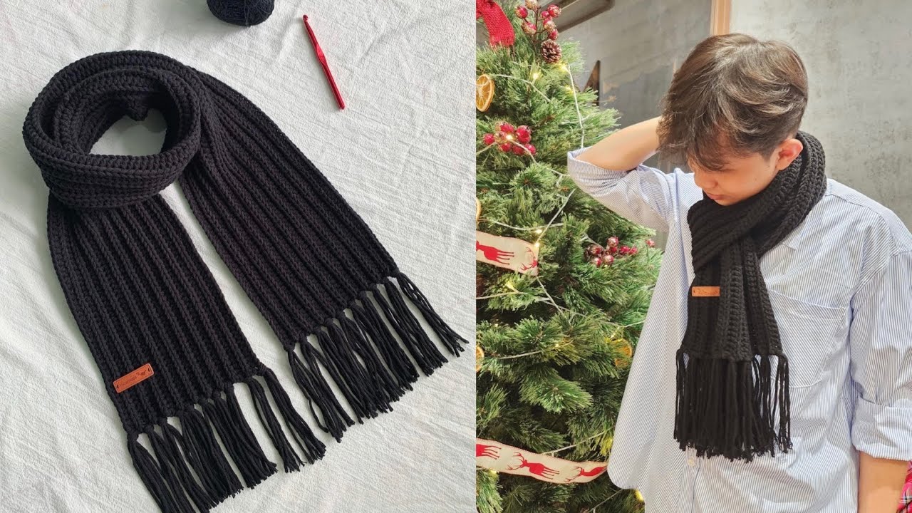 Cách móc khăn quàng cổ bằng len ống đơn giản| Cỏ crochet