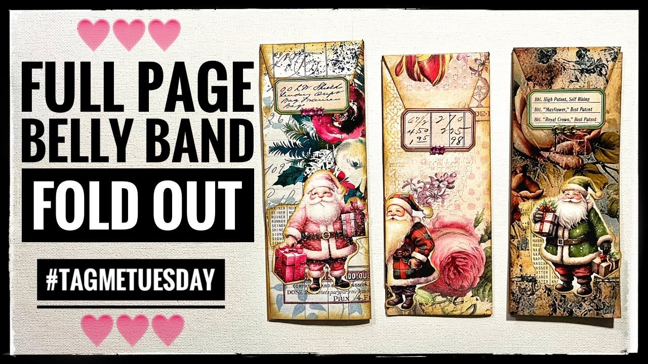 Junk Journal Ephemera - Full Page Belly Band Fold Out 