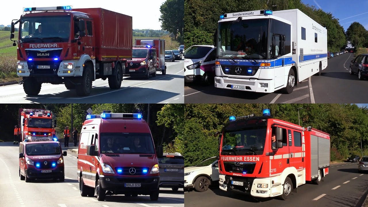 [GROẞBRAND in ESSEN - VOLLALARM Feuerwehr!] Zahlreiche Einsatzfahrten zu Lagerhallenbrand in Essen