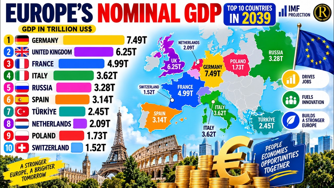 Europe&rsquo;s Nominal GDP in 2039 | Top 10 Largest Economies