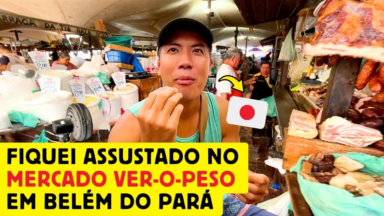 Um japonês assustado no mercado ver-o-peso em Belém, Pará