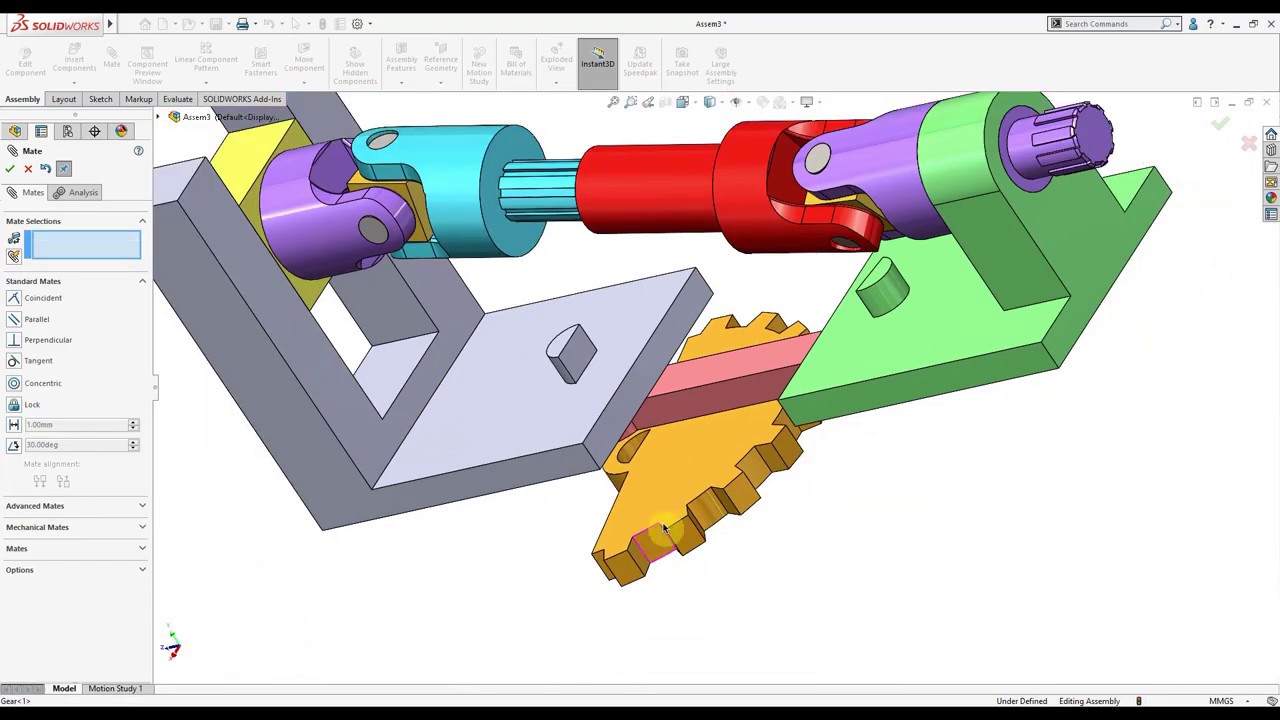 Tutorial SOLIDWORKS Assembly dan Animasi__Universal Joints #1