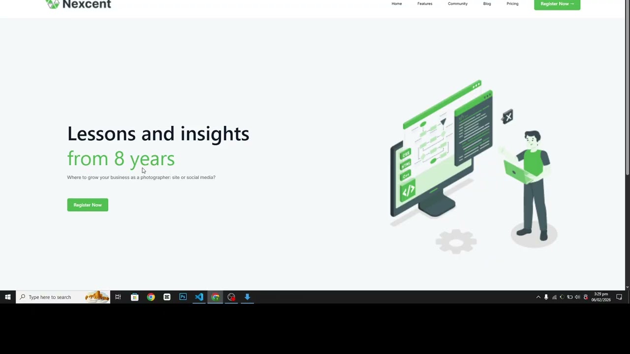 nexcent hero section onwards