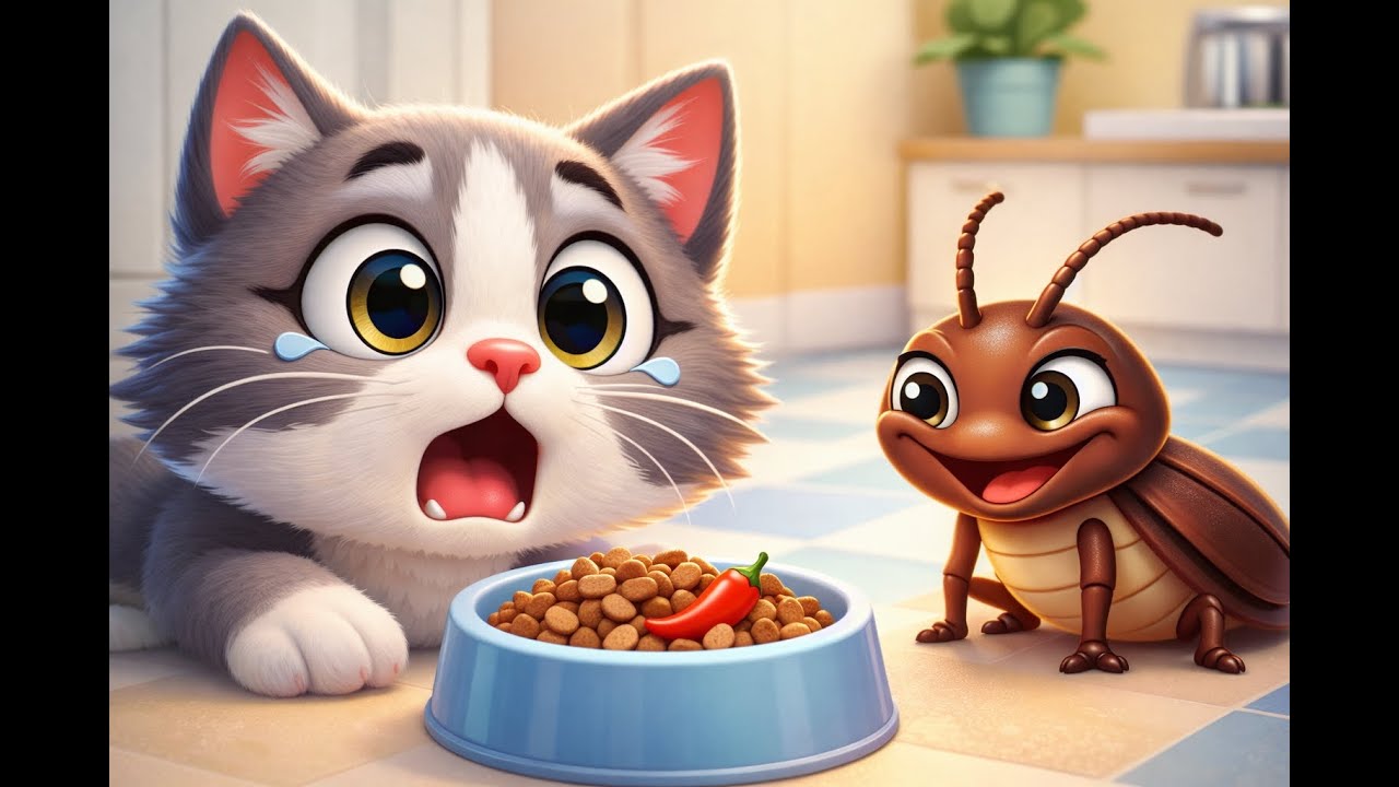 कॉकरोच ने बिल्ली के खाने में मसाला मिला दिया 😲 |👉 Cockroach Ne Billi Ke Khane Mein Masala Mila Diya😲
