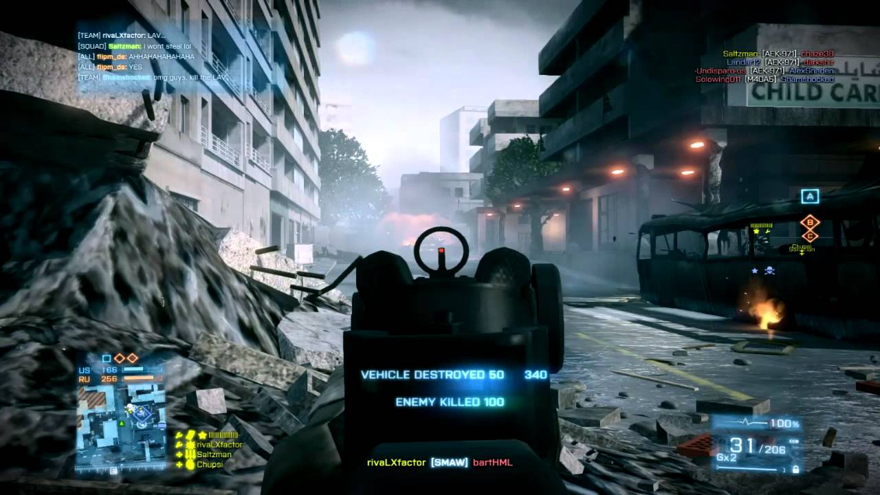 Battlefield 3: Insane Bazaar Conquest match with levelcap and rivaLxfactor