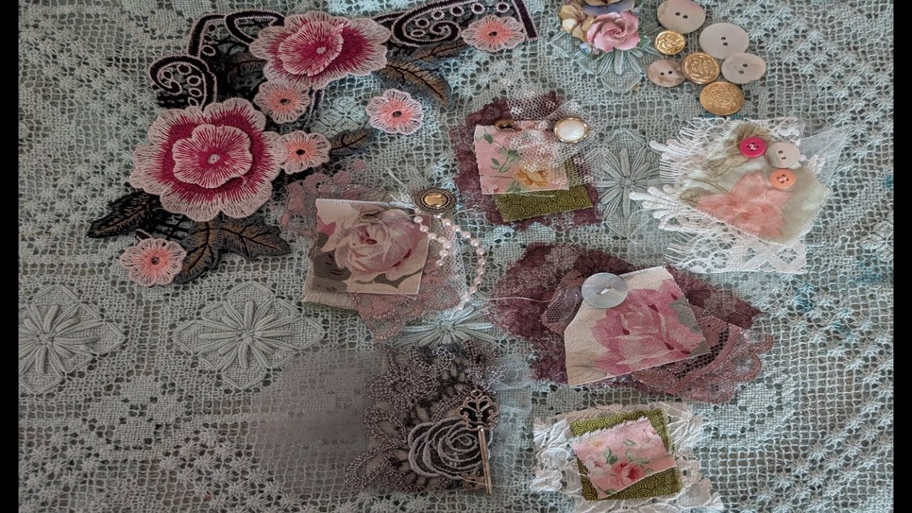Vintage Lace & Fabric Cluster Embellishments #craftwithme