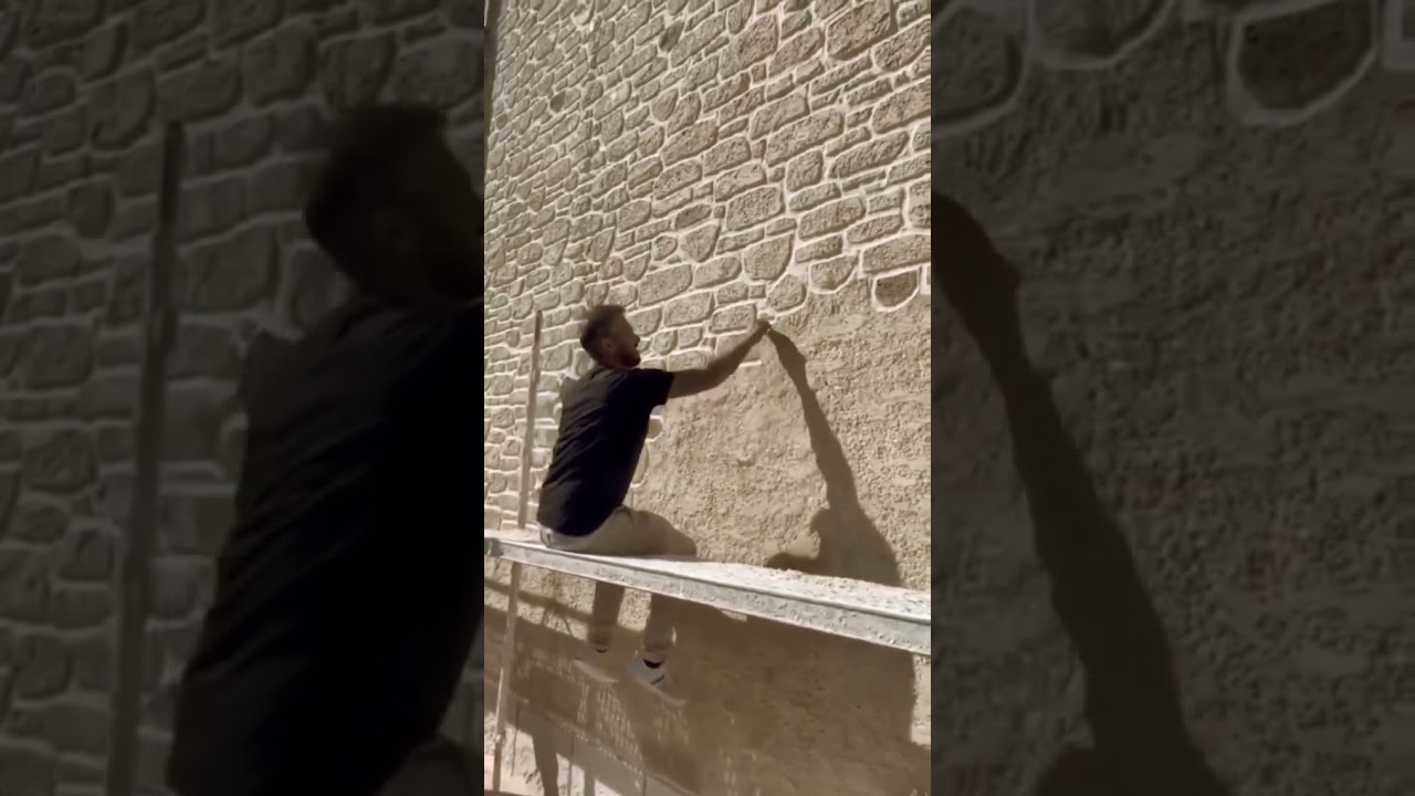 plaster stone wall effect | How to create a stone wall effect on plaster | Stone wall Painting.