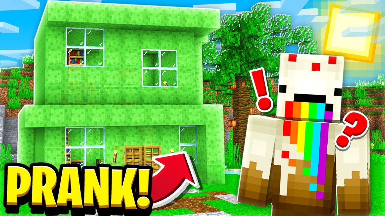 Turning My Little Brother's House into SLIME *PRANK* in Minecraft Pocket Edition!