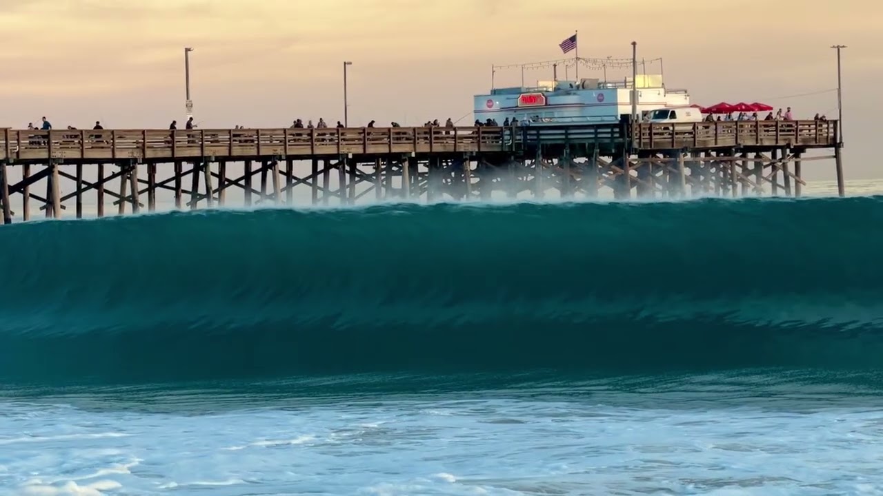 Biggest Waves In Decades Hit Balboa Pier!  🌊 Slo-Motion (4K) 3-13-26
