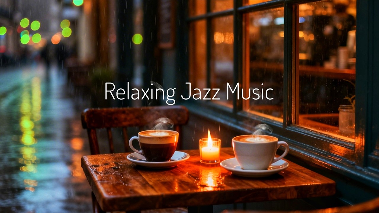 Relaxing Jazz Music in Coffee Shop   Rainy Night Ambience for Deep Focus, Study and Stress Relief