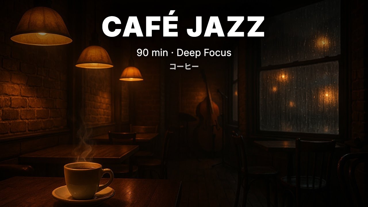 Midnight Café Jazz ☕🎷 90 Min Late Night Focus — Soft Piano & Brushed Drums