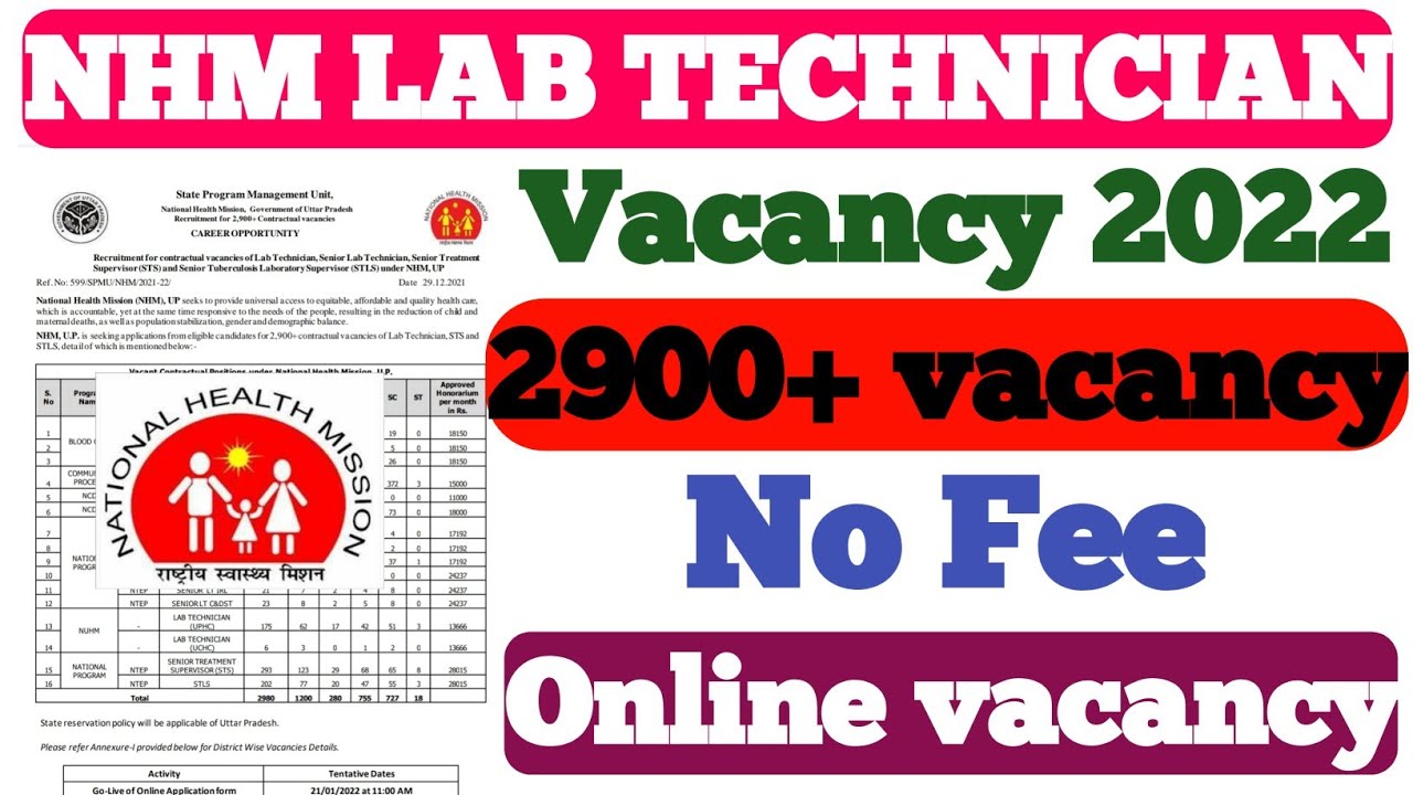 nhm lab technician vacancy 2022 up nhm lab technician vacancy 2022UP NHM Lab Technician Recruitment