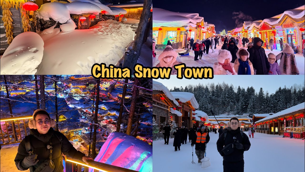 China Snow town in the morning 🇨🇳หมู่บ้านหิมะเมืองฮาร์บิน￼ อากาศ -28 องศา #travel #harbin ￼