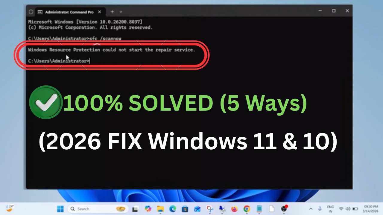 (2026 FIX ✅Windows 11 & 10) Windows Resource Protection Could Not Start the Repair Service