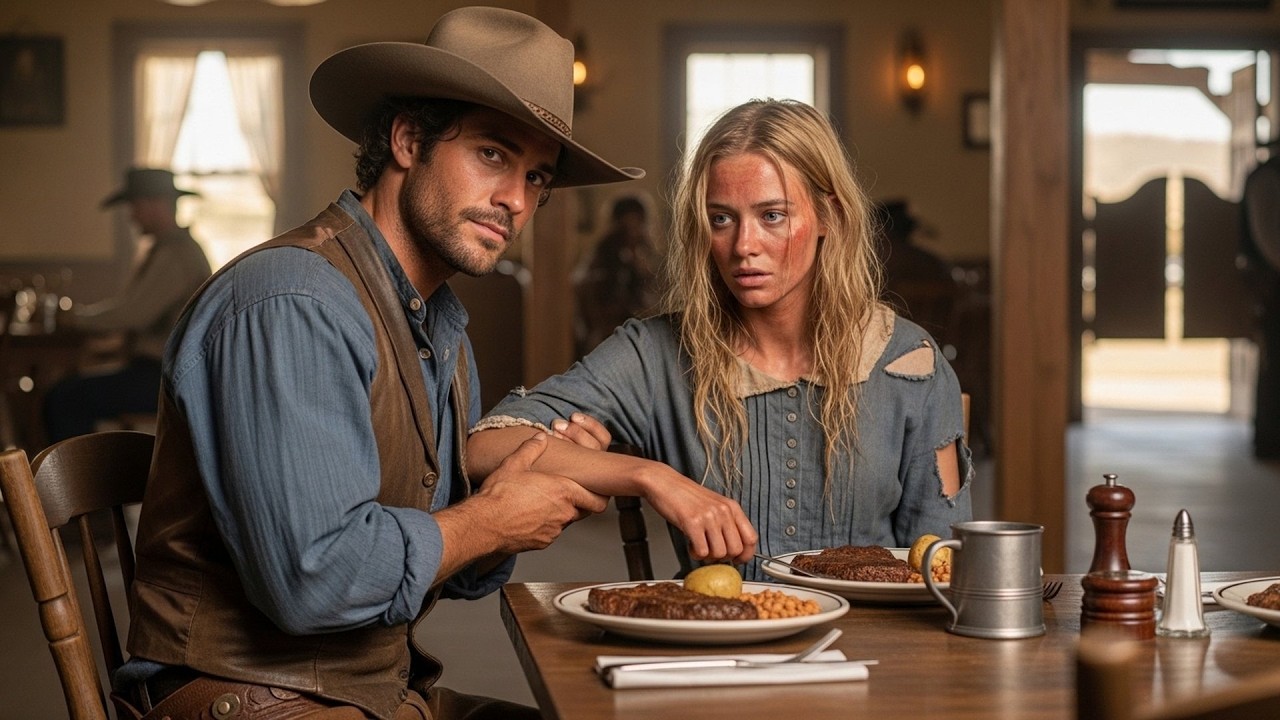 Cowboy Saw Her Begging For Food In Town, Took Her To His Table And Said You'll Never Beg Again