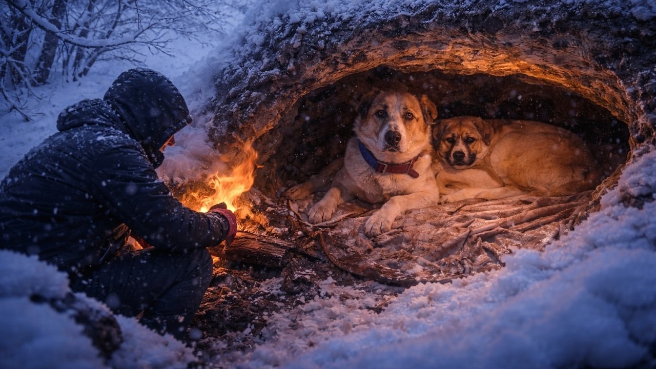 Alone in Deadly Snowstorm with My Dogs | Underground Survival Shelter & Winter Camping (Nature ASMR)