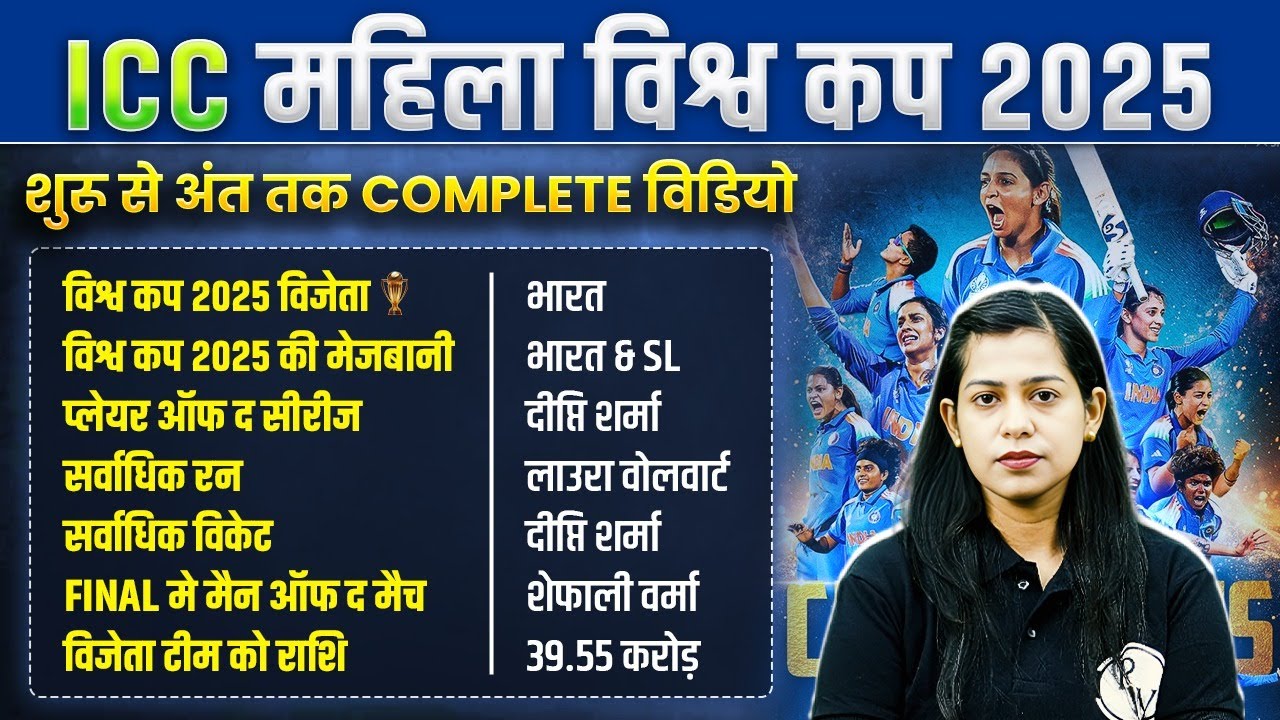 Sports Current Affairs 2025 | ICC WC GK Questions 2025 | Women's Cricket World Cup GK 2025