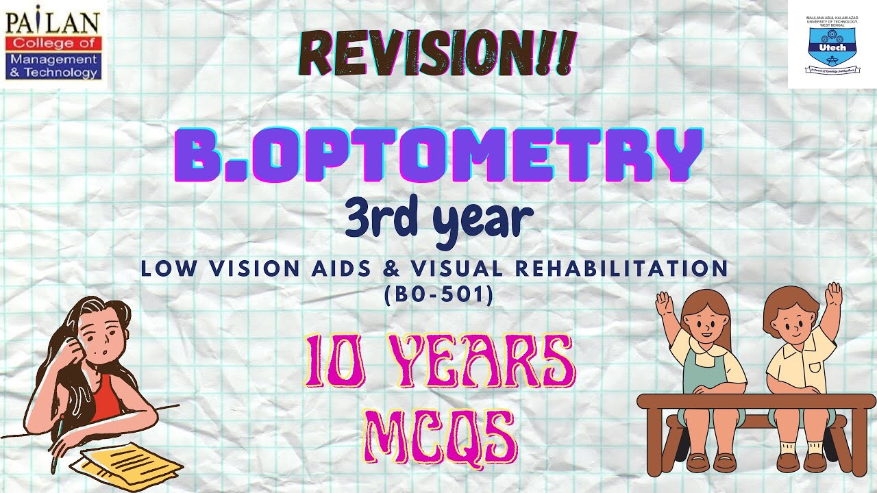 Low Vision Aids & Visual Rehabilitation। 10 Years MCQs SOLVED। 5th SEM। BO501। MAKAUT। PCMT