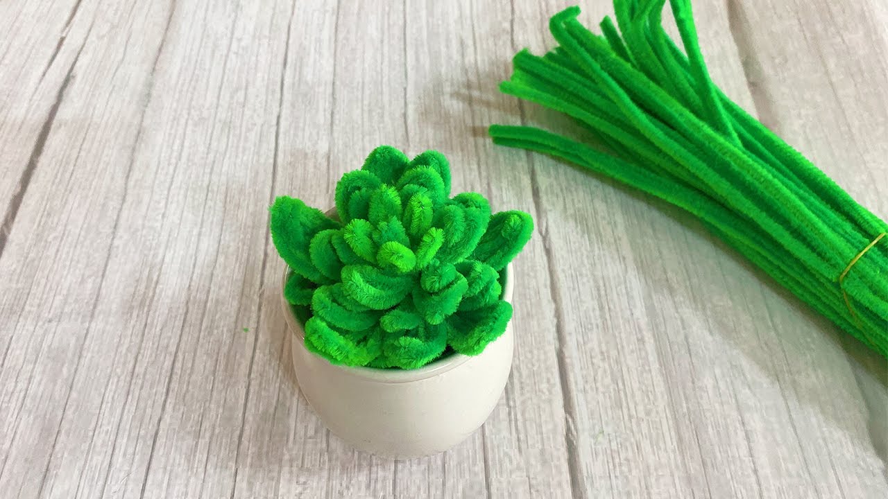 DIY Pipe Cleaner - How To Make Succulent Plant With Pipe Cleaner - Craft Tutorial - home decor ideas