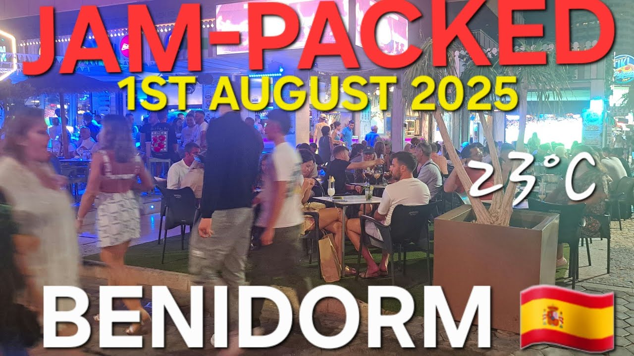 BENIDORM 🇪🇸 BUSY STREET & BARS 🍸 LEVANTE BEACH TO OLD TOWN- August 2025 | 4K-HDR Summer Walk Tour 