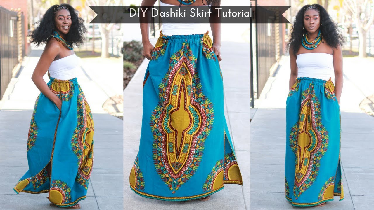 DIY | How to | Dashiki Maxi Skirt with Side Slits and Pockets Tutorial |  Part 1