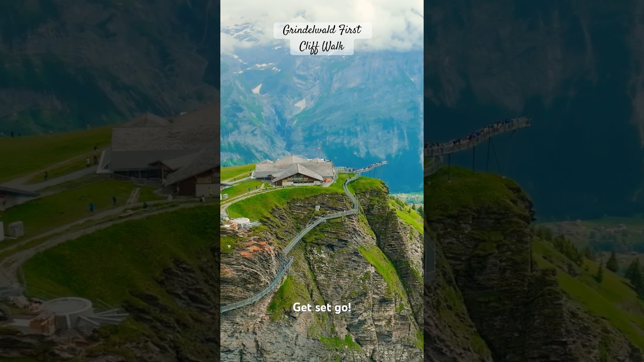 Grindelwald First Cliff Walk - A Must Try. #grindelwaldfirst #grindelwald #cliffwalk #travel  #drone