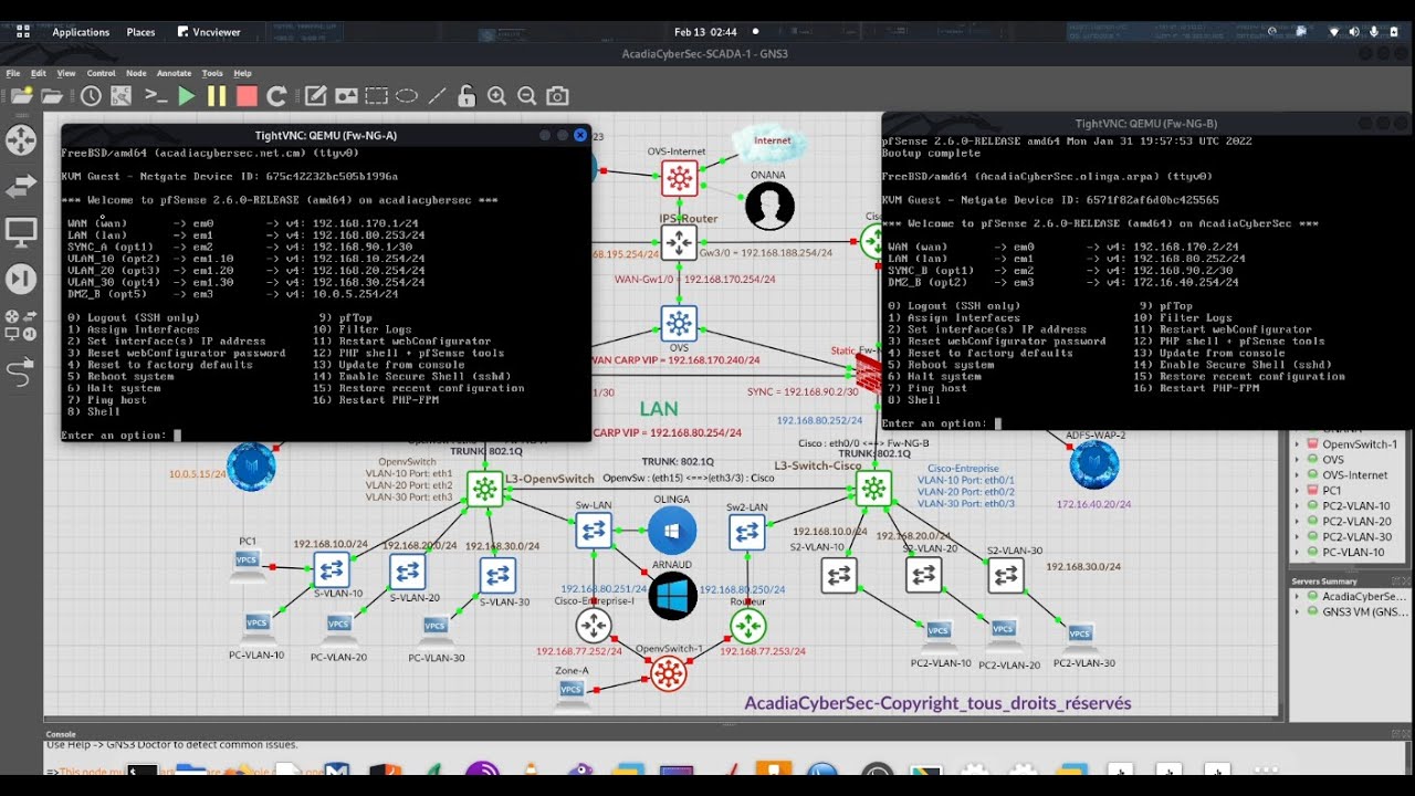 03 Cybersécurité Architecture Sécurisée Haute Disponibilité HA et Replication Firewalls NG-UTM GNS3