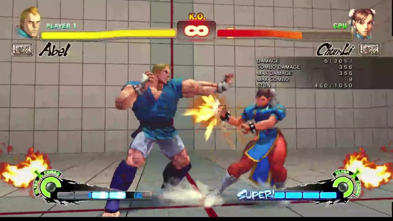 USF4: Abel combo where every red flash is a 1 frame link...