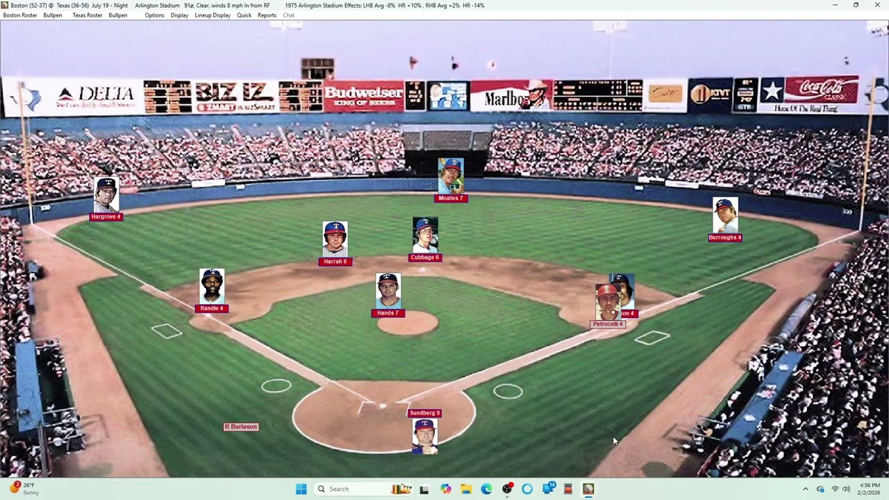 Action PC Baseball 7-19-75 Boston at Texas