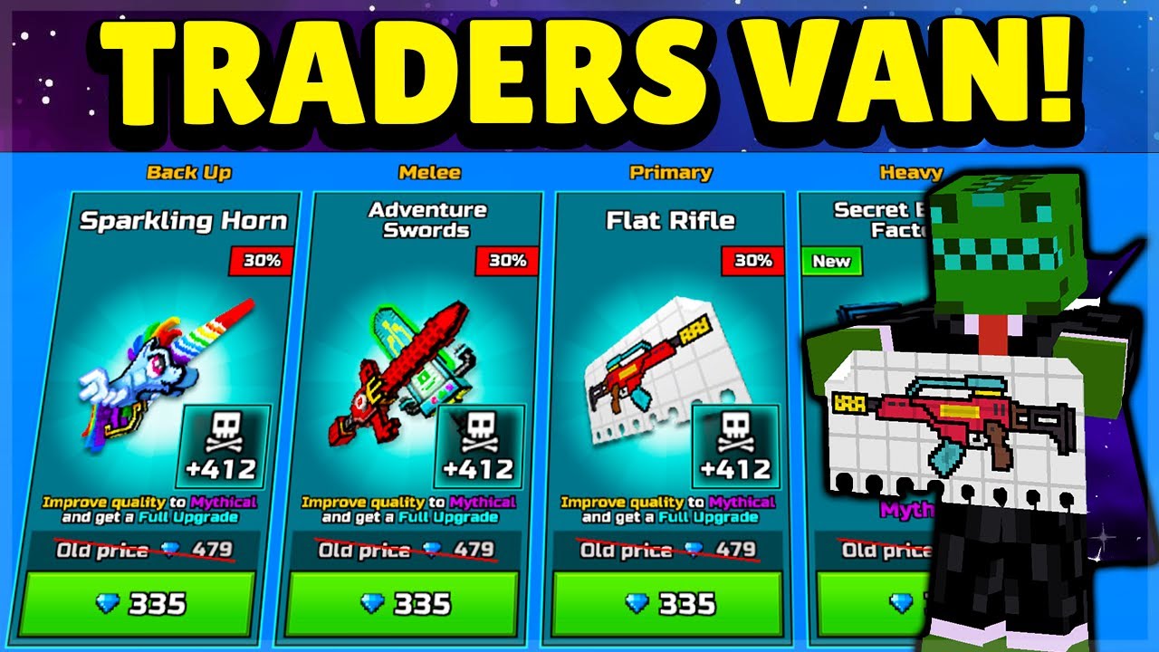 Pixel Gun 3D CHEAP Mythical Upgrade Sparkling Horn OP (Traders Van)