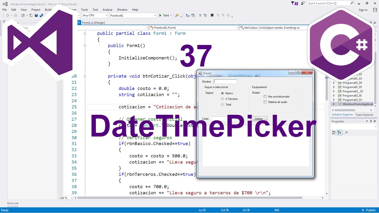 Programación Windows Forms C# 37 --- DateTimePicker