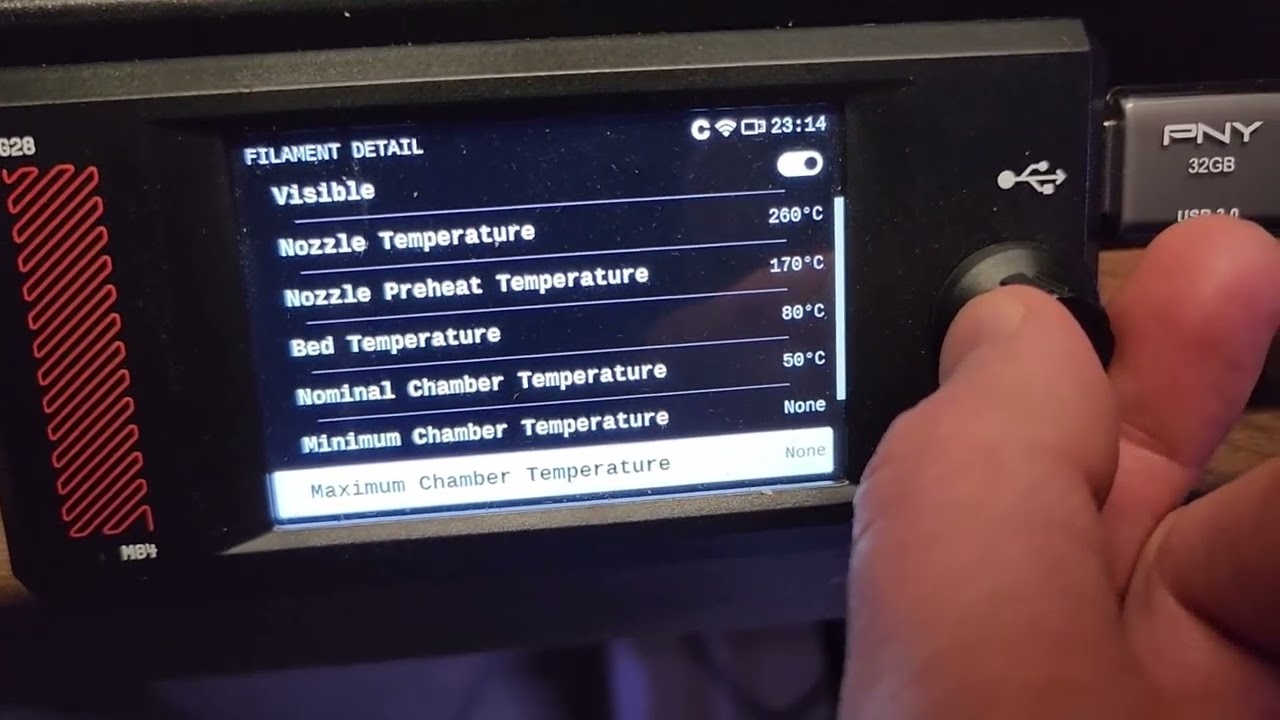 How to add a custom, non-stock filament like Pro PCTG to a Prusa 3D Printer control screen