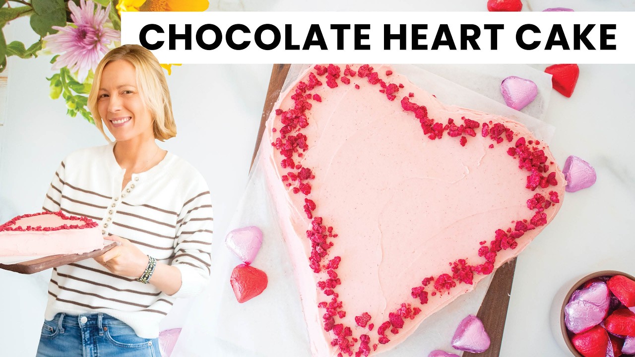 Eggless Chocolate Heart Cake (Naturally Pink Frosting!) | Easy Valentine’s Dessert