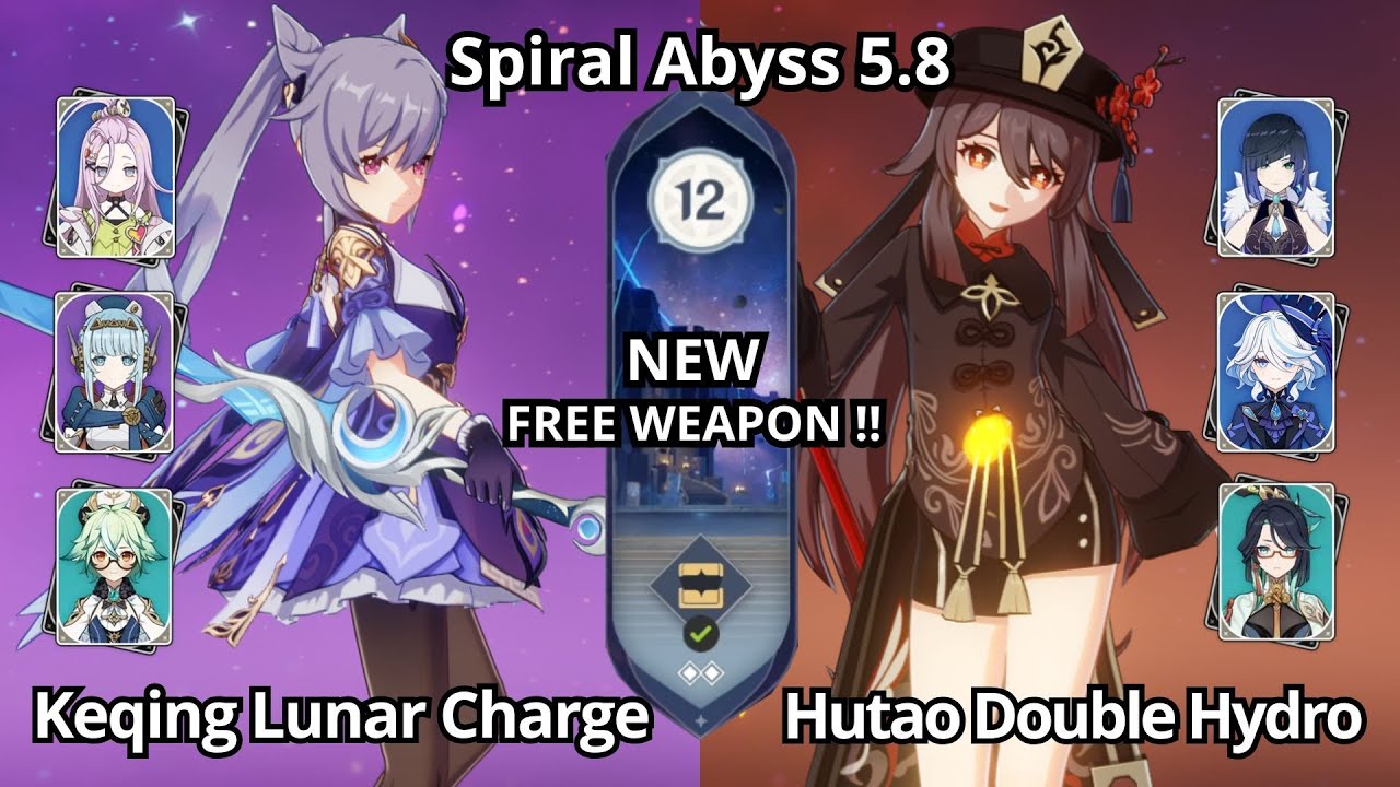 NEW !! C3 Keqing Lunar Charge & C0 Hutao Double Hydro - Spiral Abyss Floor 12 Genshin Impact 6.0