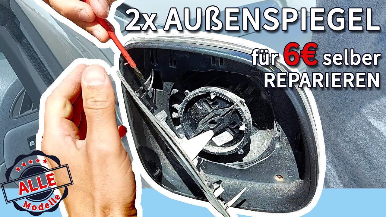 VW AUßENSPIEGEL zittert, selber REPARIEREN, Golf, Amarok, T4, T5, SPIEGELGLAS tauschen, ANLEITUNG