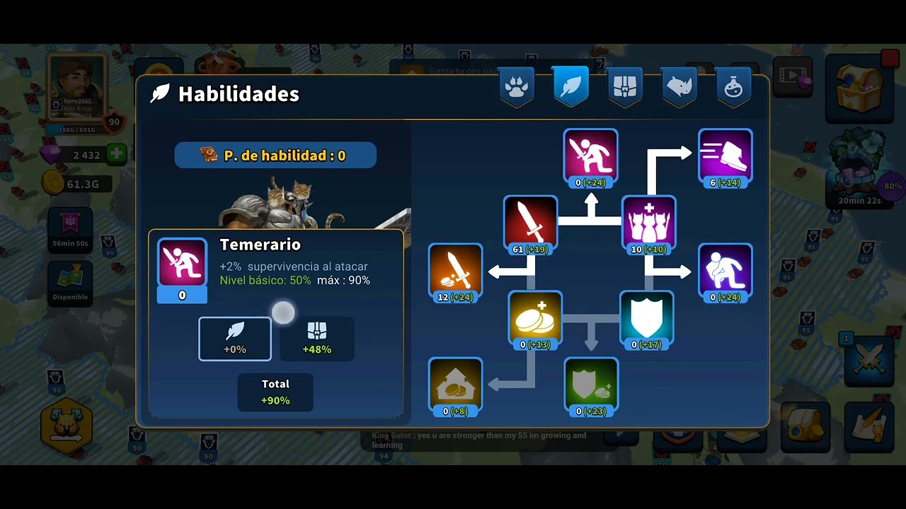 Cuales habilidades subir para no perder tropas al atacar y al defender @MillionVictories