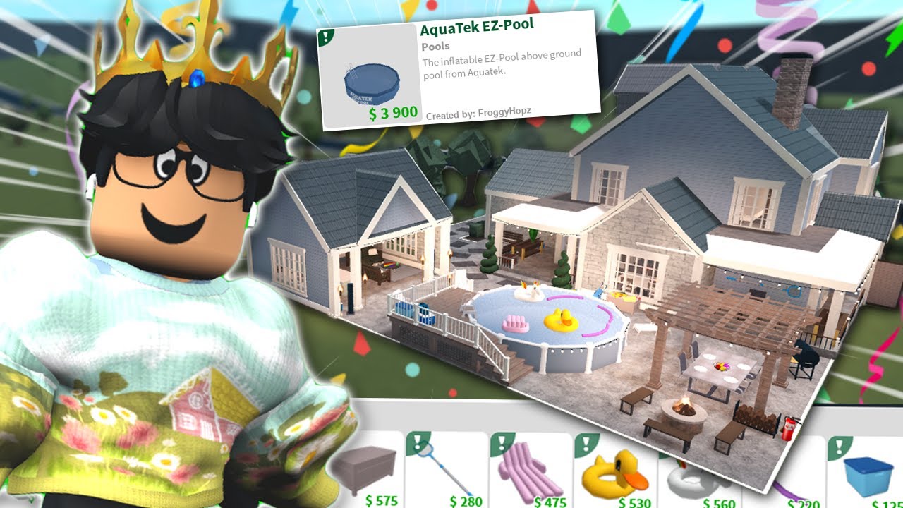 building a BLOXBURG SUMMER ROLEPLAY FAMILY HOUSE with NEW UPDATE FURNITURE...