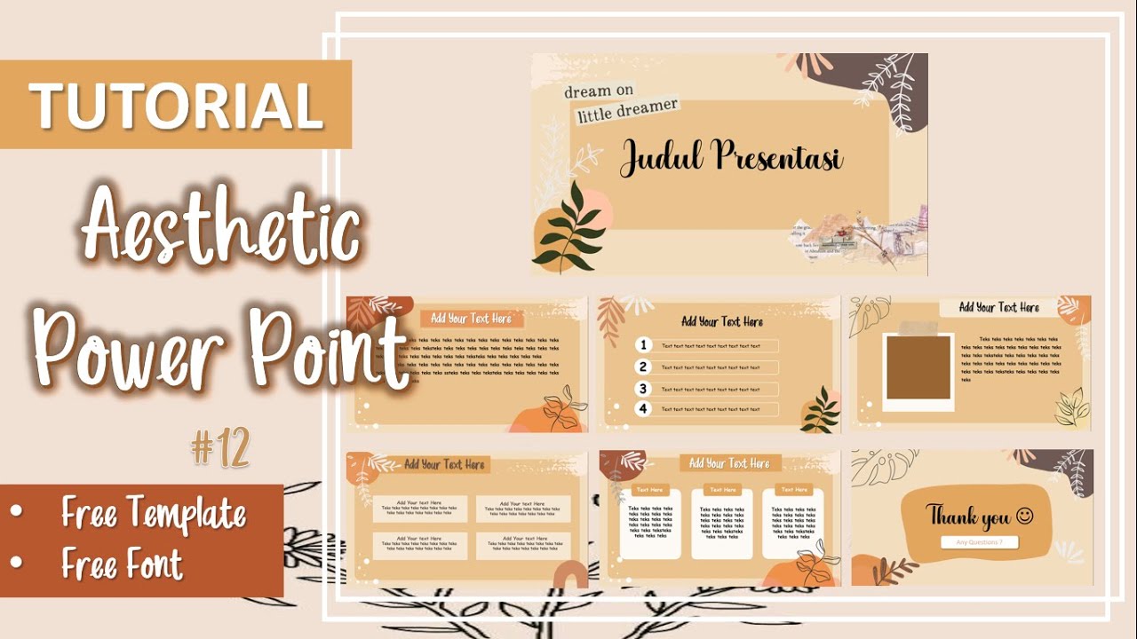 Membuat Aesthetic PPT #12 | Free template | Template ppt aesthetic | power point aesthetic