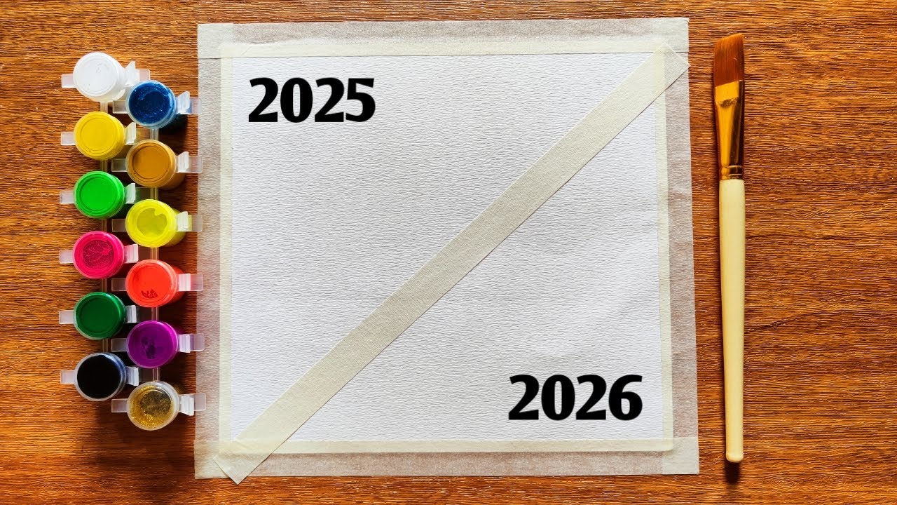Happy New Year 2026 drawing, New year painting, New year drawing ideas, painting for beginners