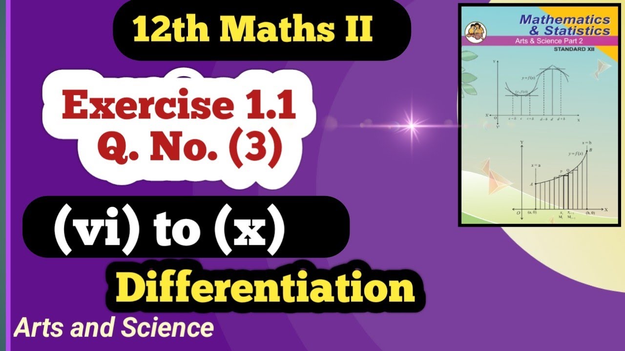 Class 12 Maths  Differentiation Exercise 1.1 Q No (3) [ (vi) to (x) ]
