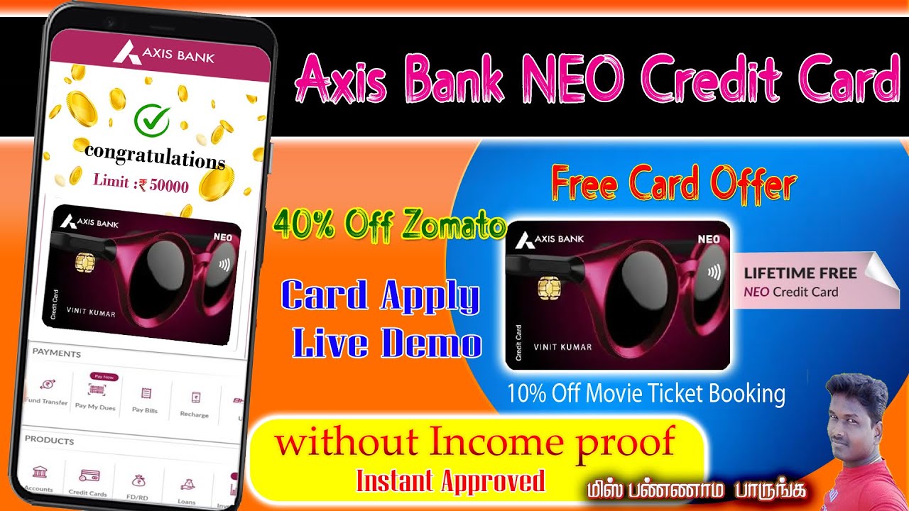 Axis bank Neo Credit Card Apply live demo without income proof@Tech and Technics