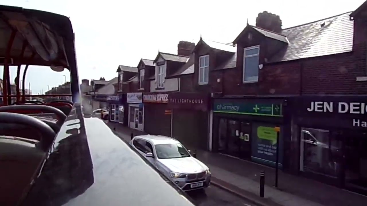 On the open top bus from Sunderland town centre to Seaburn on the E2.
