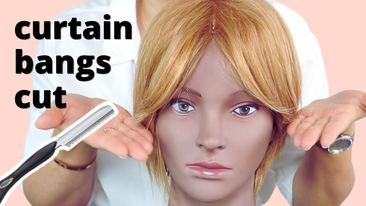 How To Cut CURTAIN BANGS At Home With A Razor | Haircut Tutorial | Lina Waled